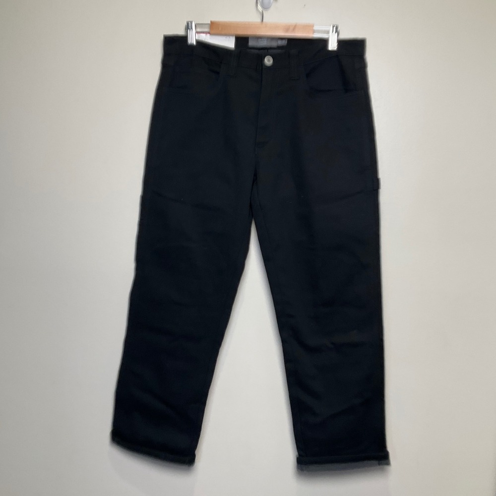 Berkley Jensen Mens Fleece Lined Carpenter Pants 36x30 Black Relaxed NWT